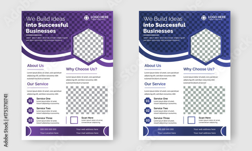Creative business services flyer design template. Editable corporate business marketing layout design for print and digital use.
