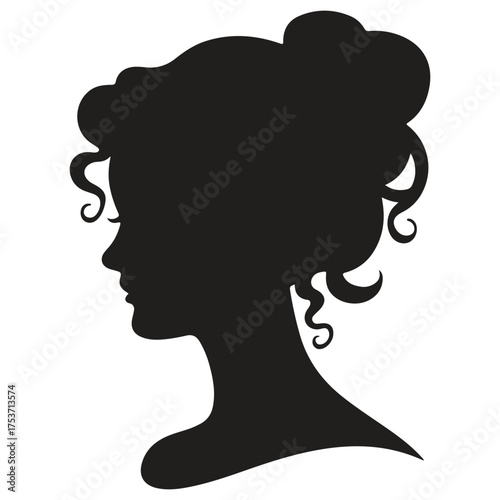 Elegant woman s profile silhouette with updo