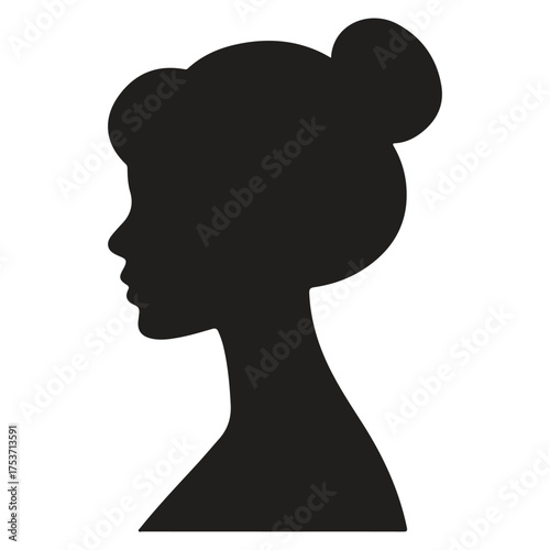 Elegant woman profile silhouette with updo hairstyle