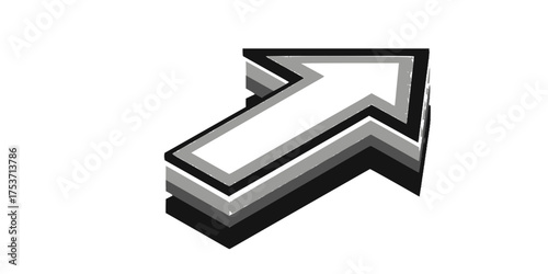 Isometric 3D Arrow from Layered Geometric Blocks Vector	