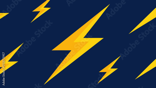 A yellow lightning bolt icon vector on a black background is a symbol of electric power and flash design for web use