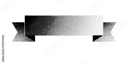 Halftone Gradient Dot Ribbon Banner Flat Vector Element	