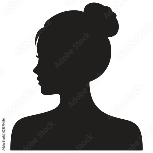 Profile silhouette of a woman with her hair in a bun