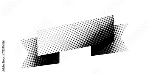Halftone Gradient Dot Ribbon Banner Flat Vector Element	