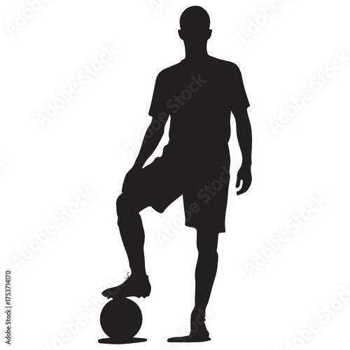 Soccer player silhouette with ball