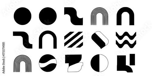 Mid-Century Modern Abstract Geometric Patch Shapes Vector Set	