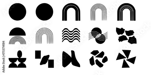Mid-Century Modern Abstract Geometric Patch Shapes Vector Set	