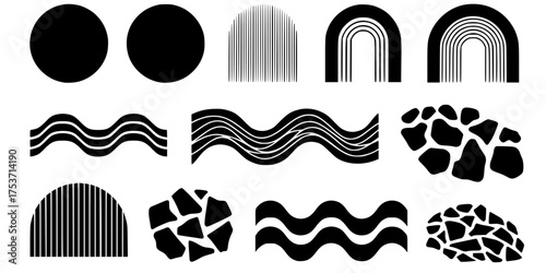 Mid-Century Modern Abstract Geometric Patch Shapes Vector Set	