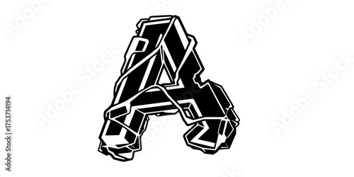 Deconstructed Asymmetric Letter Vector Element Experimental Typography	