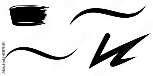 Simple Liquid Paint Brush Strokes Swashes Vector Element Set	