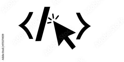Coding Cursor Over Bracket Symbols Flat Vector Icon	