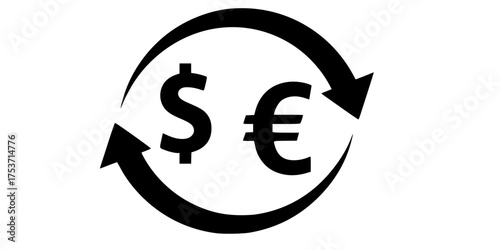 Currency Exchange Arrows Flat Vector Finance Icon	