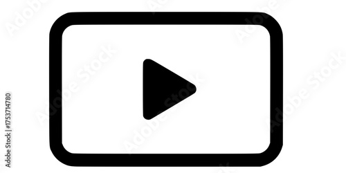 Clean Play Button in Monitor Screen Flat Vector Icon	