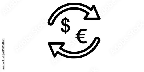 Currency Exchange Arrows Flat Vector Finance Icon	