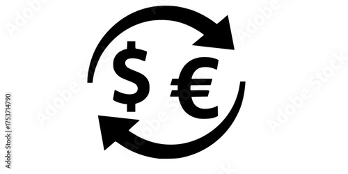 Currency Exchange Arrows Flat Vector Finance Icon	
