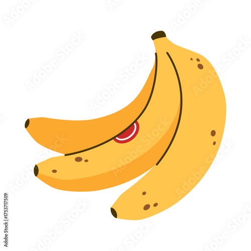 A yellow bunch of bananas on a white background. Cute bananas. A yellow bunch of bananas on a white background.