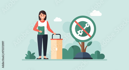 Woman practicing pest control and environmental protection.