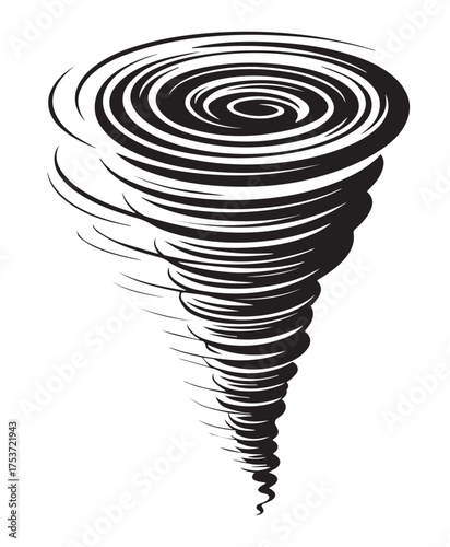Stylized Black and White Tornado Graphic