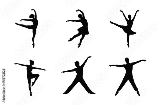 Vector art of ballet dancers silhouettes in vector format