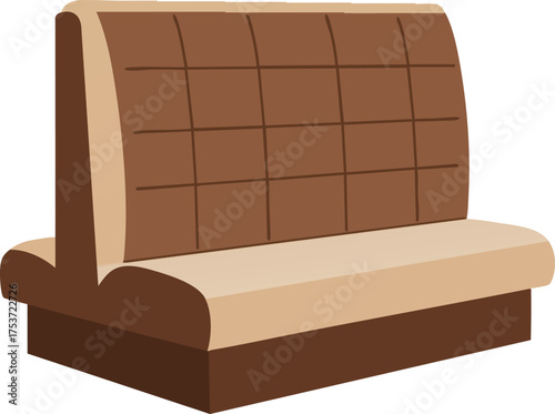 Booth seat illustration with brown and beige upholstery for restaurant or diner seating comfort vector design 