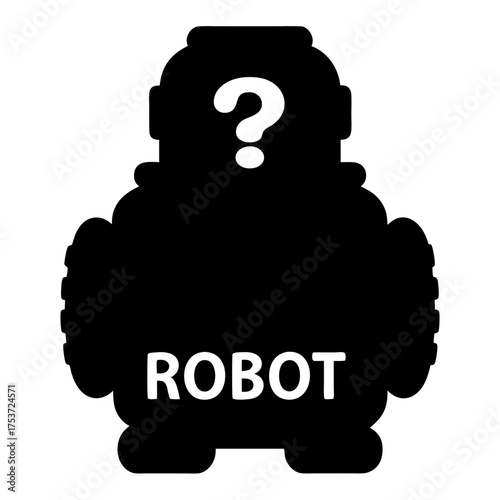 Silhouette of a Mysterious Robot with a Question Mark in Its Head