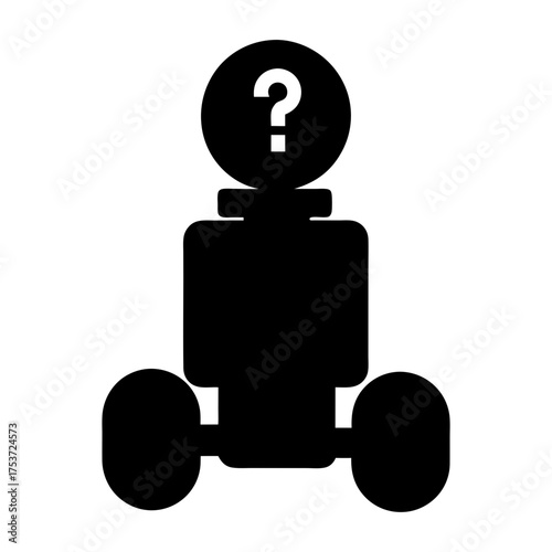 Abstract Figure with a Question Mark in its Head, Black and White