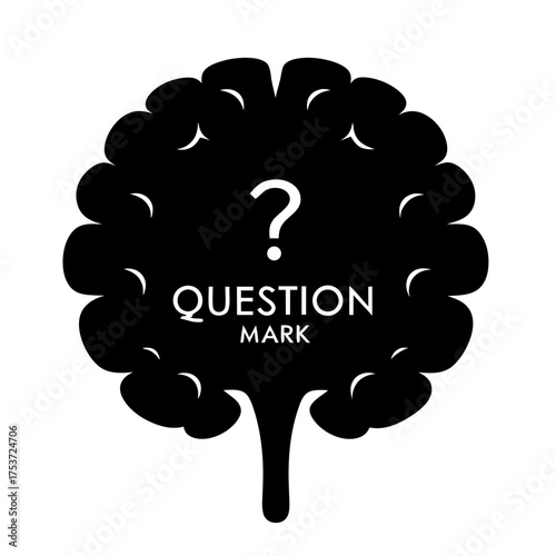 Brain with Question Mark Embodiment Represents Intellectual Curiosity and Problem Solving
