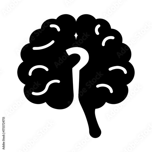 A creative black and white brain illustration symbolizing questions and knowledge pursuit