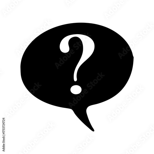 Question mark inside a speech bubble symbolizes curiosity, inquiry and seeking answers