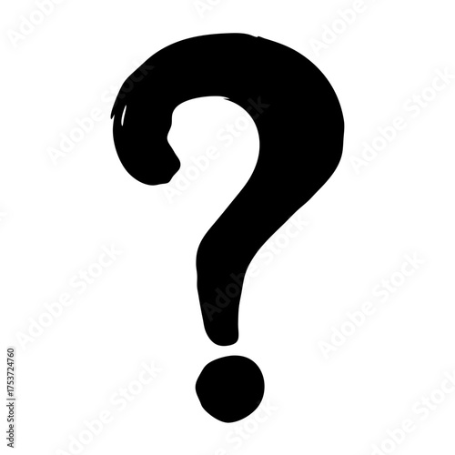 Stylized question mark in black ink for uncertainty and inquiry concept