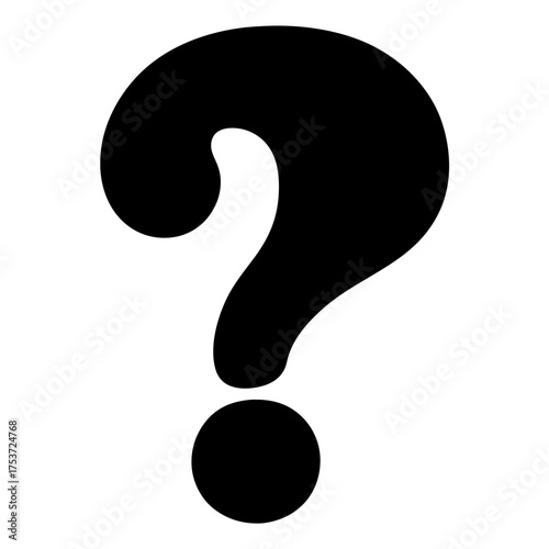 Simple Black Question Mark on White Background Seeking Answers and Solutions