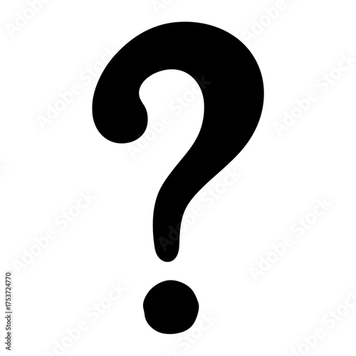A Bold Black Question Mark Against a Clean White Background Image