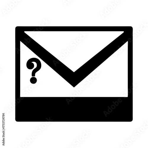 Unknown message email or spam black and white symbol with question mark