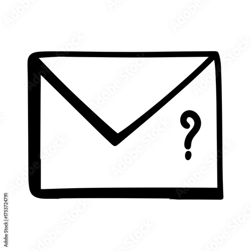 Unknown mail received, question mark on envelope, mysterious communication illustration