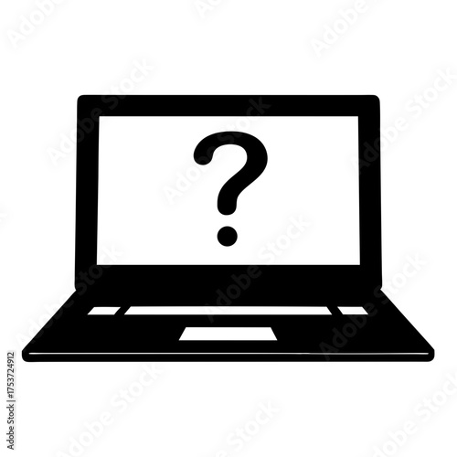 Laptop screen showing a question mark indicating technical difficulties or support request