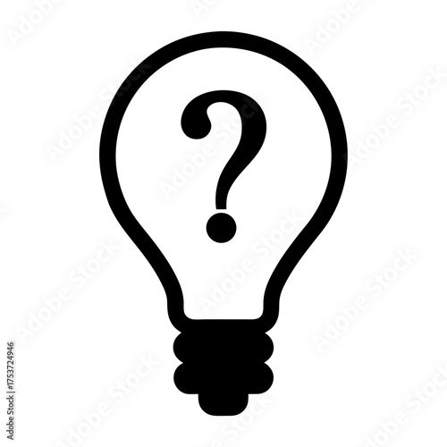 A lightbulb featuring a question mark inside, symbolizing unanswered ideas and thoughts