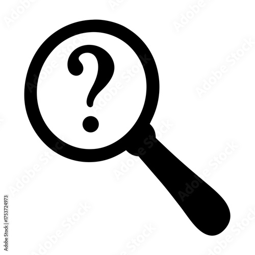 Magnifying glass searching for answers, revealing the unknown with a question mark