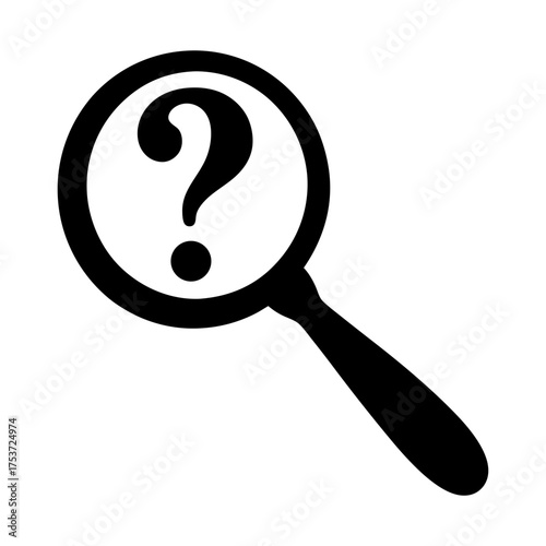 A magnifying glass with a question mark symbol showing an inquiry process