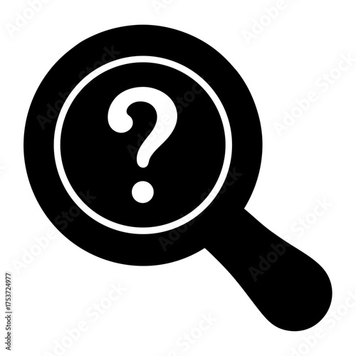 A magnifying glass with a question mark representing a need for answers