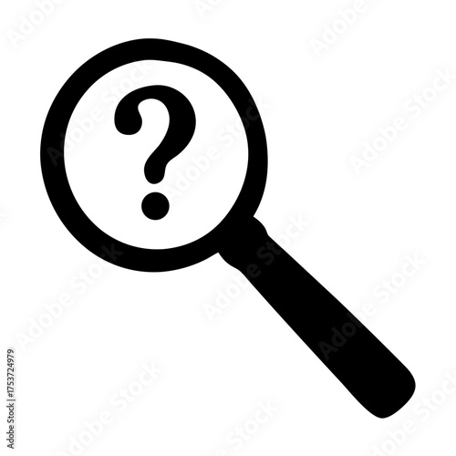 Magnifying glass over question mark indicating uncertainty and knowledge seeking