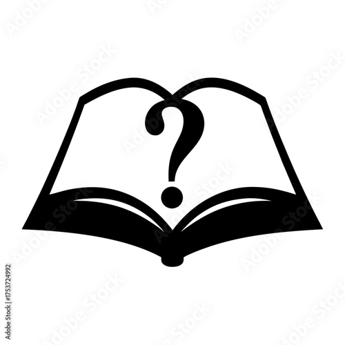Open book with a question mark symbolizes knowledge, learning, and discovery