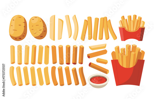 Delicious French Fries and Potato Preparation Set