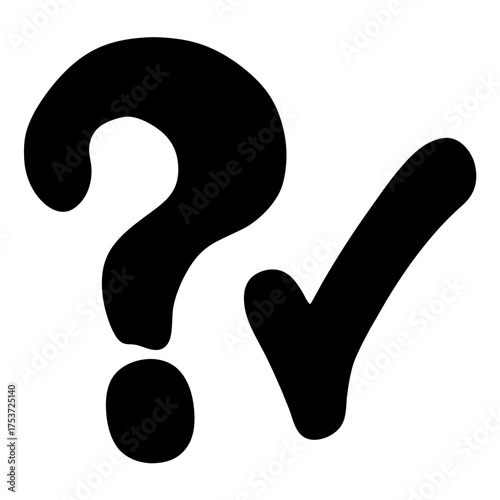 Symbolizing choices decisions with question mark and check mark icons together