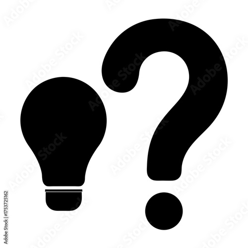 Idea generation and problem solving symbol with lightbulb and question mark