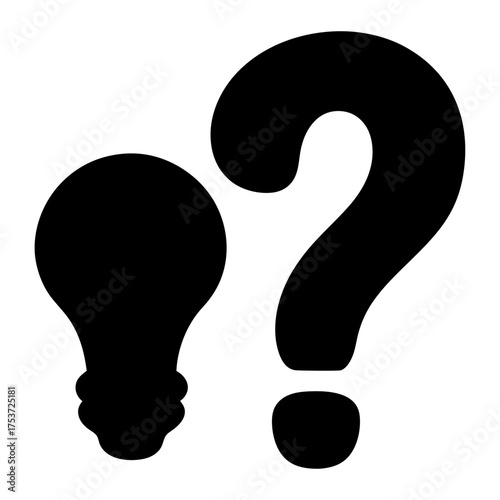 Ideas and Questions Symbolizing Problem Solving and Seeking Innovation with Bold Design