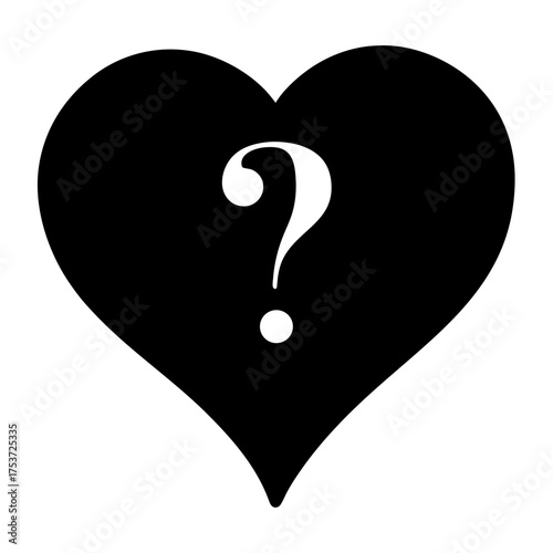 An Uncertain Affection A Question Mark Inside a Black Heart Shape