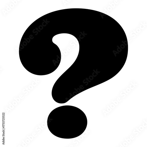 Black and White Question Mark Symbol on a Clear Background for Asking Questions