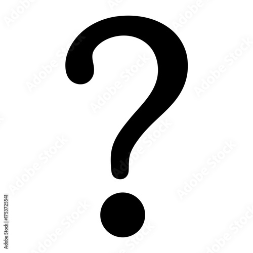 A large black question mark isolated on a white background design