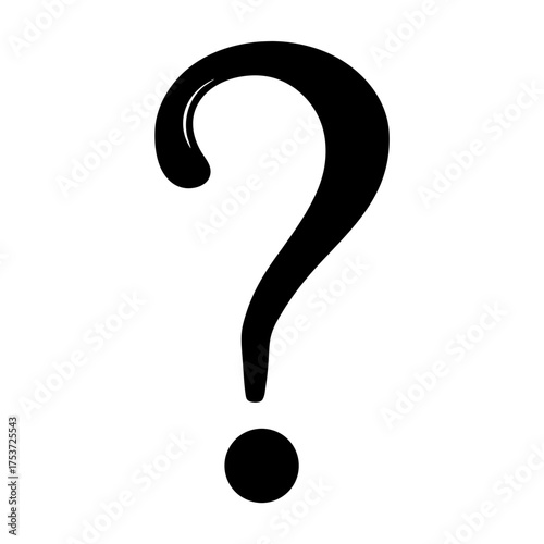 Simple black question mark symbol on a white background, a symbol of inquiry
