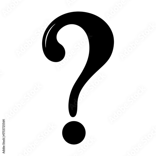 Bold black question mark on white background representing inquiry and uncertainty